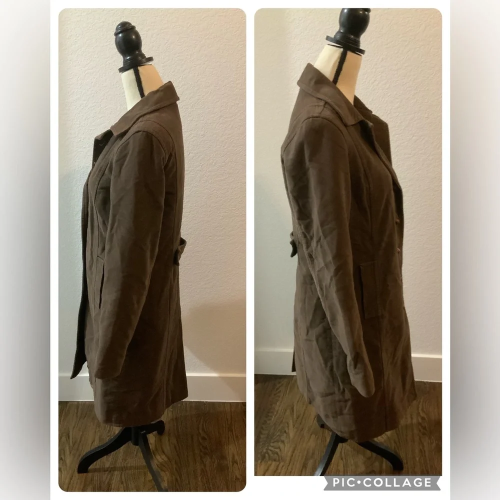 GAP Brown Brushed Poly Lined Coat M Knee Length Classic Fall Winter Jacket